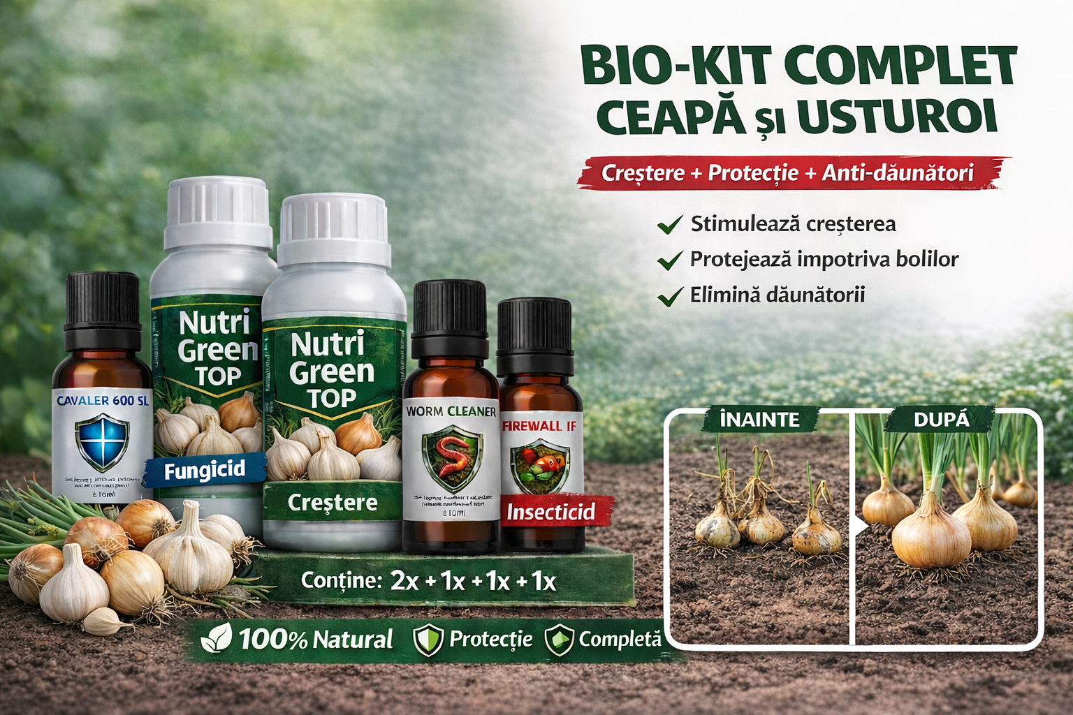 Bio-Kit COMPLET - Biostimulator Ceapă și Usturoi | 10 L